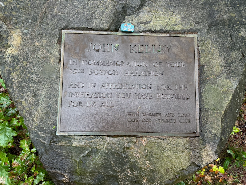 John Kelley memorial plaque in Nickerson State Park